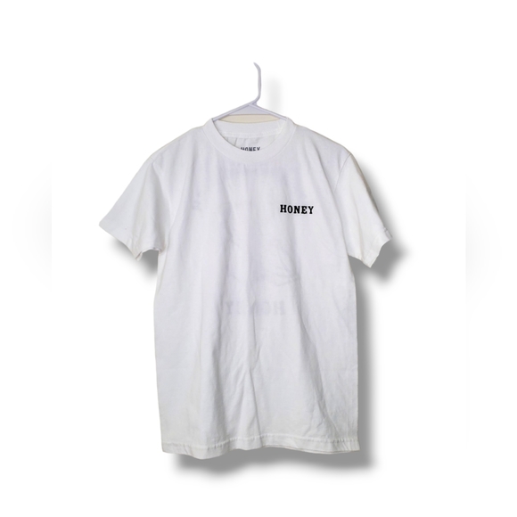 NWOT Honey Brand Co 'Steaks Are High' Graphic Logo Spellout Tee in White Sz S - Picture 2 of 8